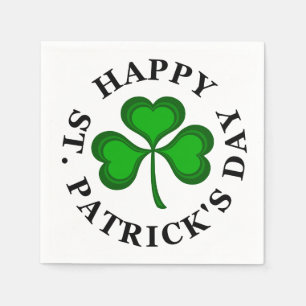 HAPPY ST. PATRICK'S DAY Text green Clover Shamrock Napkin