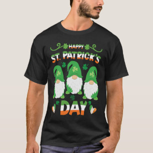 Happy St Patrick's Day Three Gnome Irish Flag Love T-Shirt