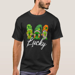 Happy St Patrick's Day Three Gnome Irish Shamrock  T-Shirt