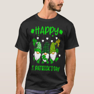 Happy St Patrick's Day Three Gnome Irish Shamrock  T-Shirt
