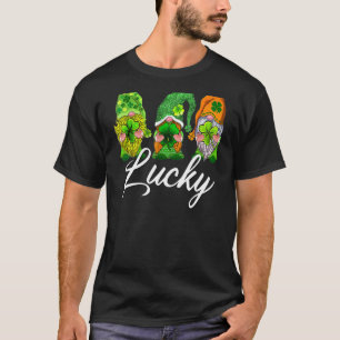 Happy St Patrick's Day Three Gnomes Lucky Green Sh T-Shirt