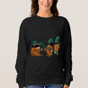 Happy St Patrick's Day Three Gnomes Lucky Shamrock Sweatshirt