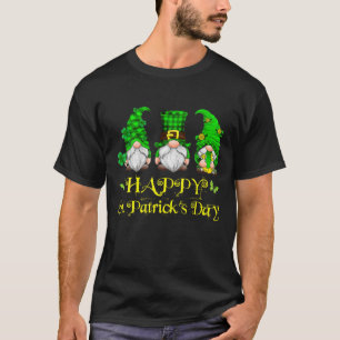 Happy St. Patrick's Day Three Gnomes Shamrock Iris T-Shirt