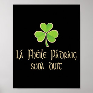 Happy St Patricks Day To You In Irish Language - A Poster