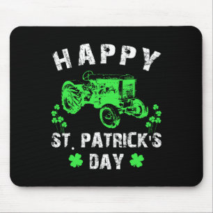 Happy St Patrick's Day Tractor Funny Toddler Boys Mouse Pad