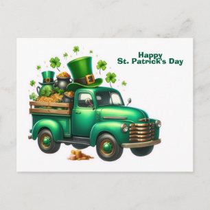 Happy St. Patrick's Day Truck Holiday Postcard