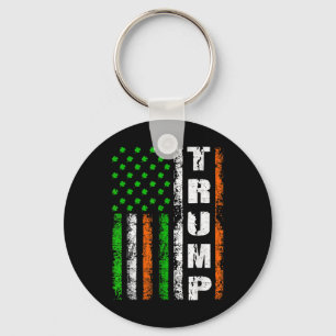 Happy St Patricks Day Trump Men Women Flag Key Ring
