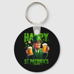 Happy St. Patricks Day Trump Shamrock Saint Key Ring