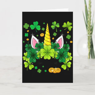 Happy St Patricks Day Unicorn Face Irish Shamrock  Card