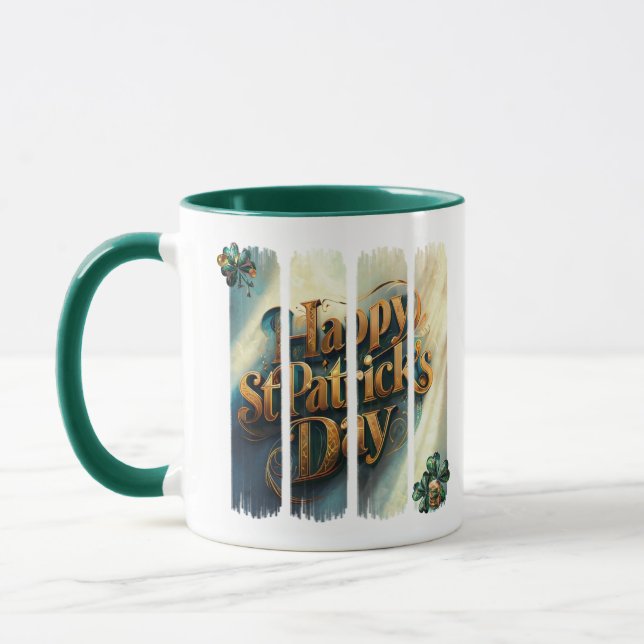 Happy St.Patrick's Day Vertical Brushstroke Mug (Left)