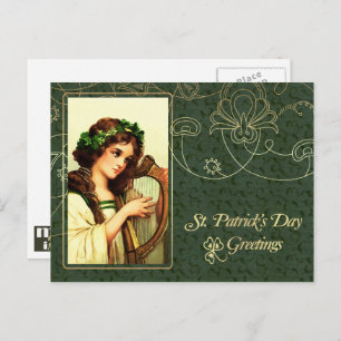 Happy St. Patrick's Day Vintage Irish Girl Postcard