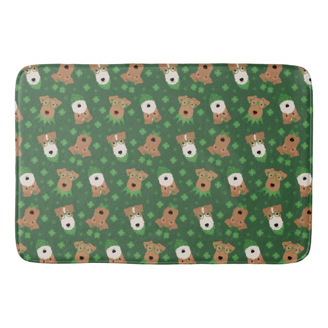 Happy St Patricks Day Welsh Wire Fox Terrier Dogs Bath Mat (Front)