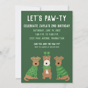 Happy St Patricks Day Welsh Wire Fox Terrier Dogs Invitation