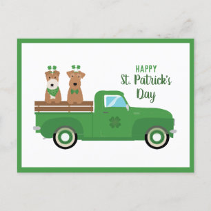 Happy St Patricks Day Wire Fox Terrier Dog Postcard
