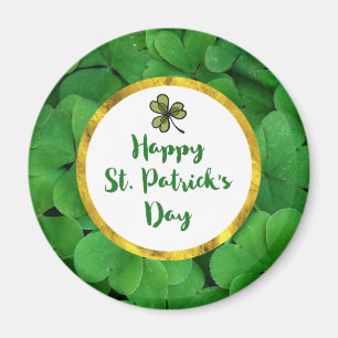 Happy St. Patrick's Day with Green Clovers Magnet