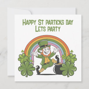 Happy St. Patrick's Day with Rainbow & Leprechaun Holiday Card