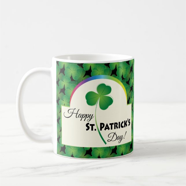 Happy St. Patrick's Day with shamrock Coffee Mug (Left)