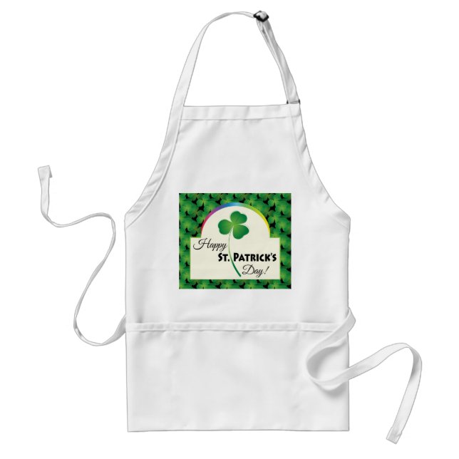 Happy St. Patrick's Day with shamrock Standard Apron (Front)