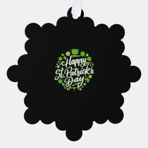 Happy St Patricks day with shamrocks for irish par Tree Decoration Card
