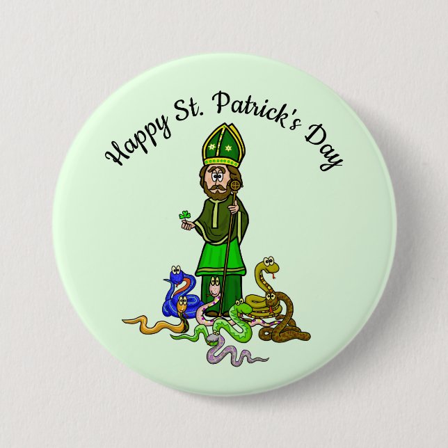 Happy St. Patrick's Day with Snakes Button (Front)