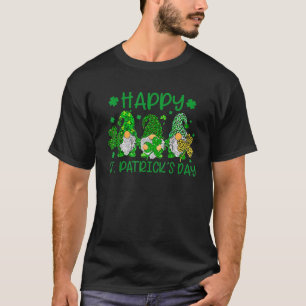 Happy St. Patrick's Day With Three Gnomes Holding T-Shirt