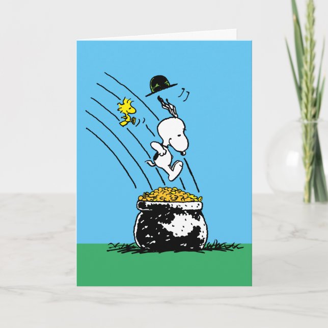 Happy St. Patrick's Day Woodstock Holiday Card (Front)