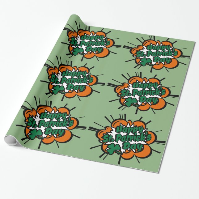 Happy St. Patrick's Day Wrapping Paper (Unrolled)
