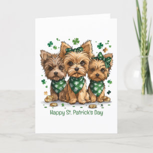 Happy St. Patrick's Day Yorkshire Terrier Dogs Holiday Card