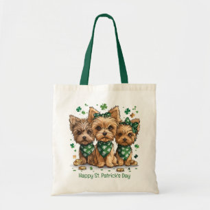 Happy St. Patrick's Day Yorkshire Terrier Dogs Tote Bag