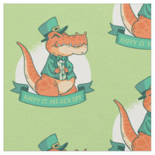 happy st patricks dinosaur funny fabric