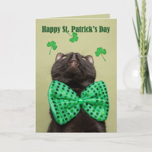 Happy St. Patrick's For Anyone Day Cat in Bow Tie Holiday Card