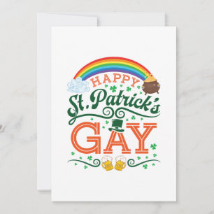 Happy St. Patricks Gay LGBTQ Pride Rainbow Holiday Card