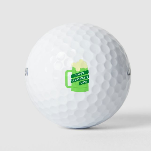 happy st patricks green beer golf balls (Front)