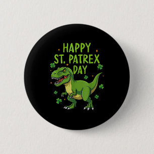 Happy st patricks pa trex day dino boys kids 6 cm round badge