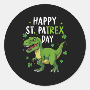 Happy st patricks pa trex day dino boys kids classic round sticker