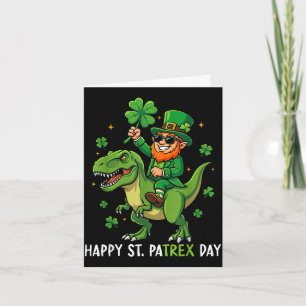 Happy st patricks pa trex day leprechaun dino boys card