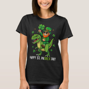 Happy st patricks pa trex day leprechaun dino boys T-Shirt