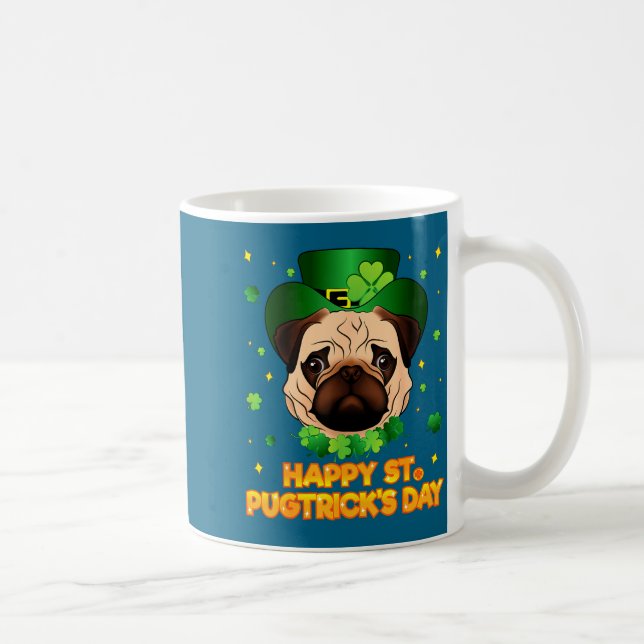 Happy St Patricks Pugtricks Day Irish Pug Leprecha Coffee Mug (Right)