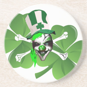 Happy St Patrick's scary clown Coaster