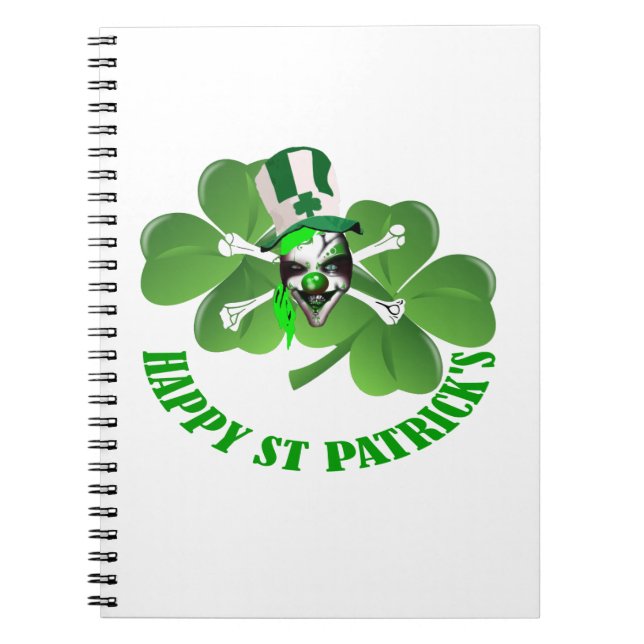 Happy St Patrick's scary clown Notebook (Front)