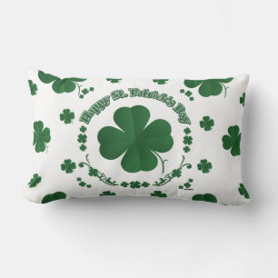 Happy St Patrick's Shamrocks Lumbar Cushion