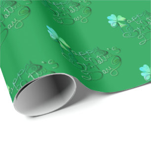 "Happy St. Patty's Day" Hand-written Green Wrapping Paper