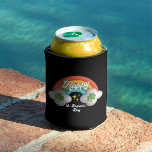 Happy St Saint Patrick's Day Cute Rainbow Can Cooler