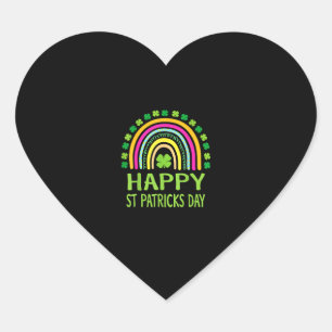 Happy St Saint Patrick's Day Rainbow Girls Kids T- Heart Sticker