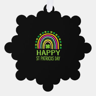 Happy St Saint Patrick's Day Rainbow Girls Kids T- Tree Decoration Card