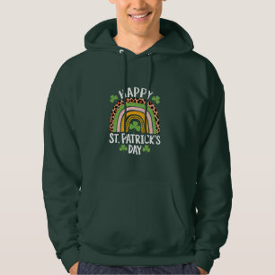 Happy St Saint Patrick's Day Rainbow Shamrock Hoodie