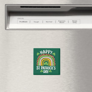 Happy St Saint Patrick's Day Rainbow Shamrock Magnet