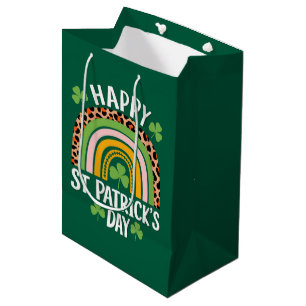Happy St Saint Patrick's Day Rainbow Shamrock  Medium Gift Bag