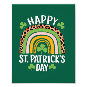 Happy St Saint Patrick's Day Rainbow Shamrock  Photo Print