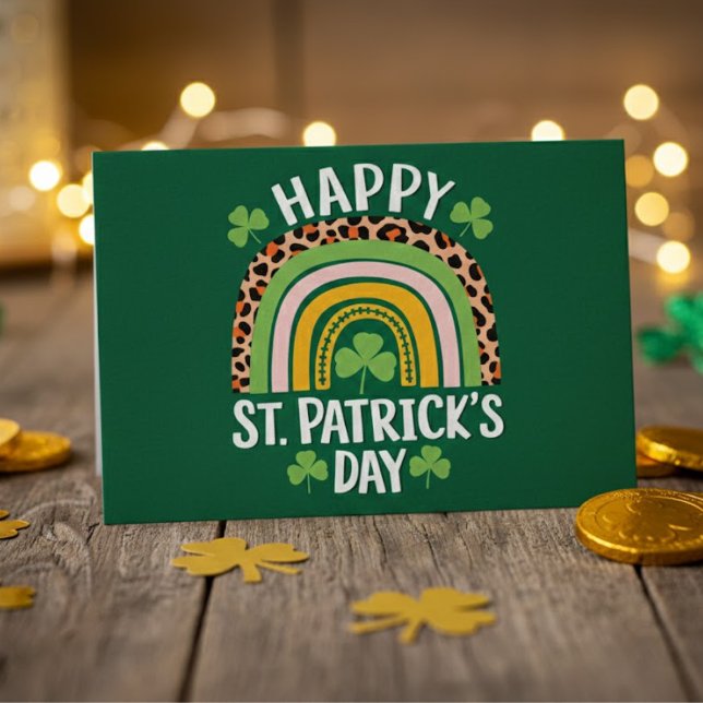 Happy St Saint Patrick's Day Rainbow Shamrock  Postcard (Creator Uploaded)